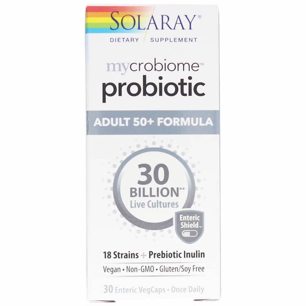 Solaray, Mycrobiome Probiotic Adult 50+, 30 Billion, 30 Enteric Vegcaps UPC 076280962543 | HiLife Vitamins