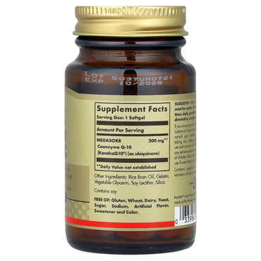 Solgar, Megasorb CoQ-10 , 200 mg, 30 Softgels UPC 033984009592 | HiLife Vitamins