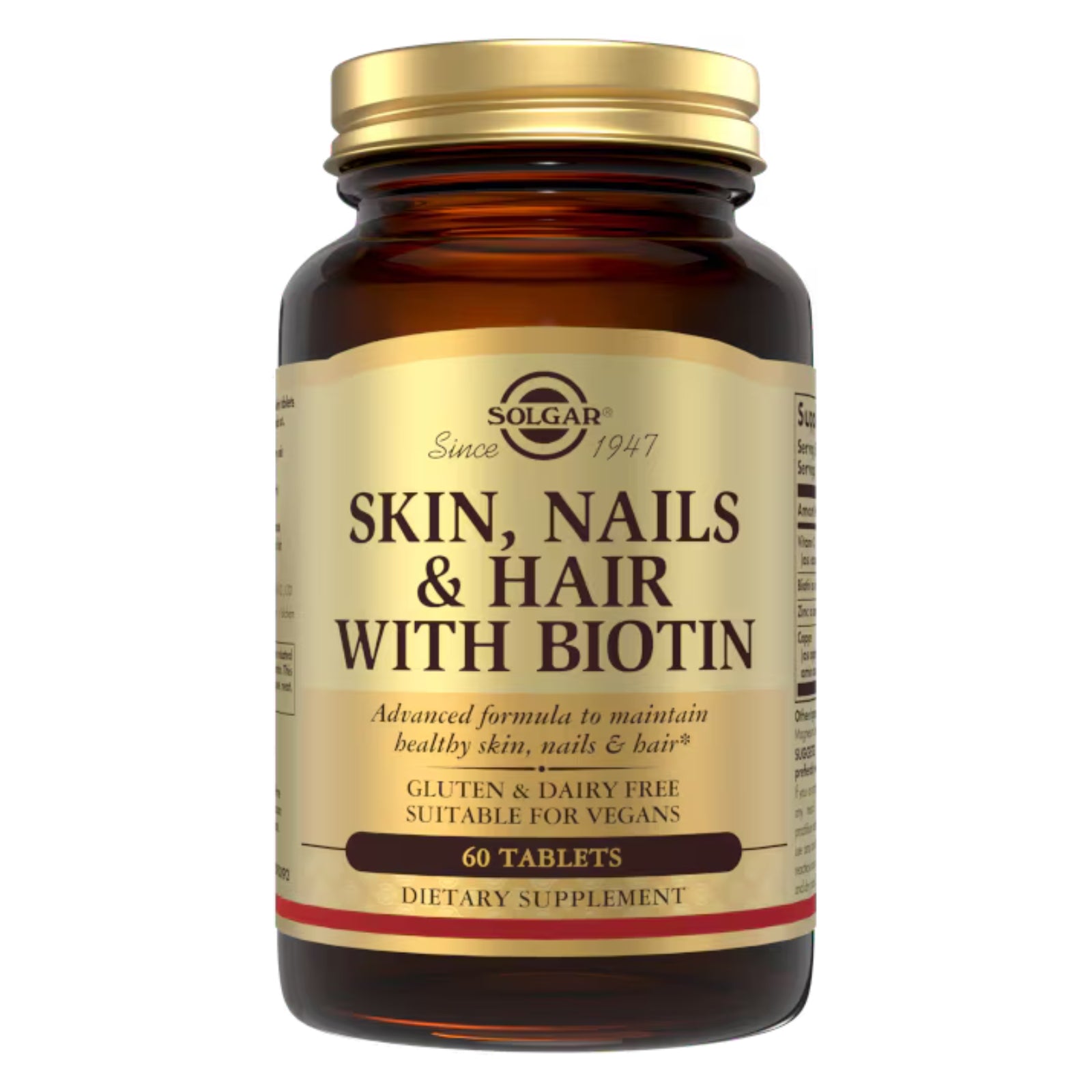 Solgar, Skin, Nails & Hair with Biotin, 60 Tablets UPC 033984016040 | Hilife Vitamins