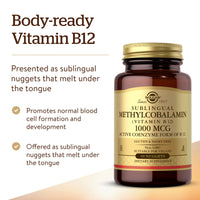Solgar, Methylcobalamin (Vitamin B12), 1,000 mcg, 60 Nuggets UPC 033984019515 | Hilife Vitamins
