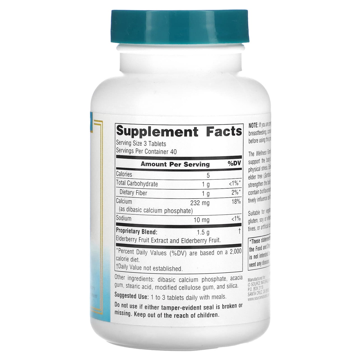 Source Naturals, Wellness Elderberry Extract™ 500 mg, 120 Tablets UPC 021078000488 | Hilife Vitamins
