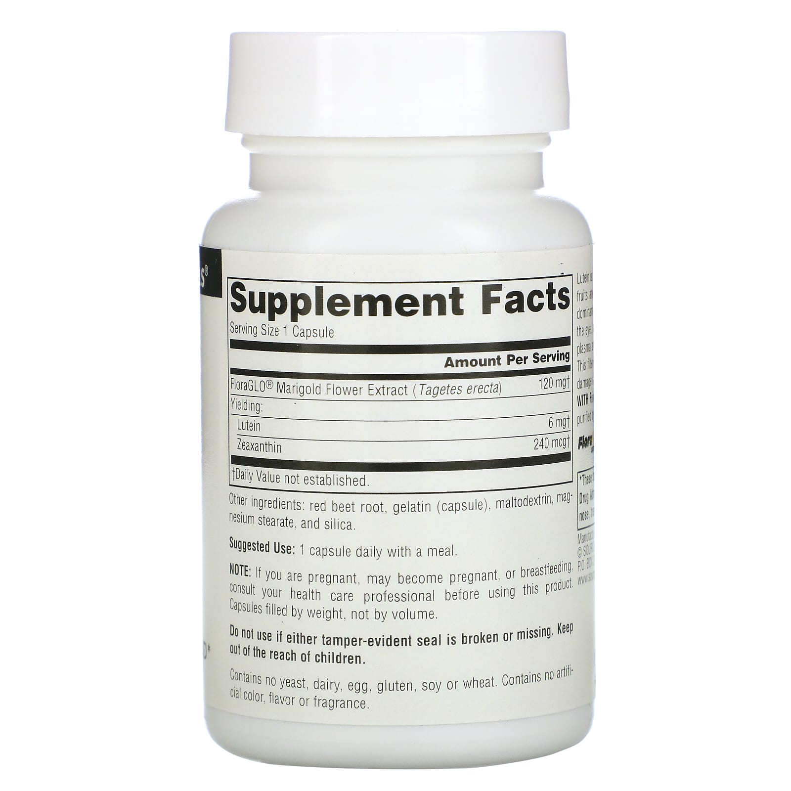 Source Naturals, Lutein with Floraglo 6 mg, 90 Capsules UPC 021078000525 | Hilife Vitamins