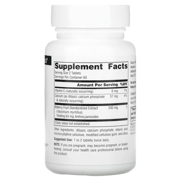 Source Naturals, Bilberry Extract 100 mg, 120 Tablets UPC 021078000563 | Hilife Vitamins