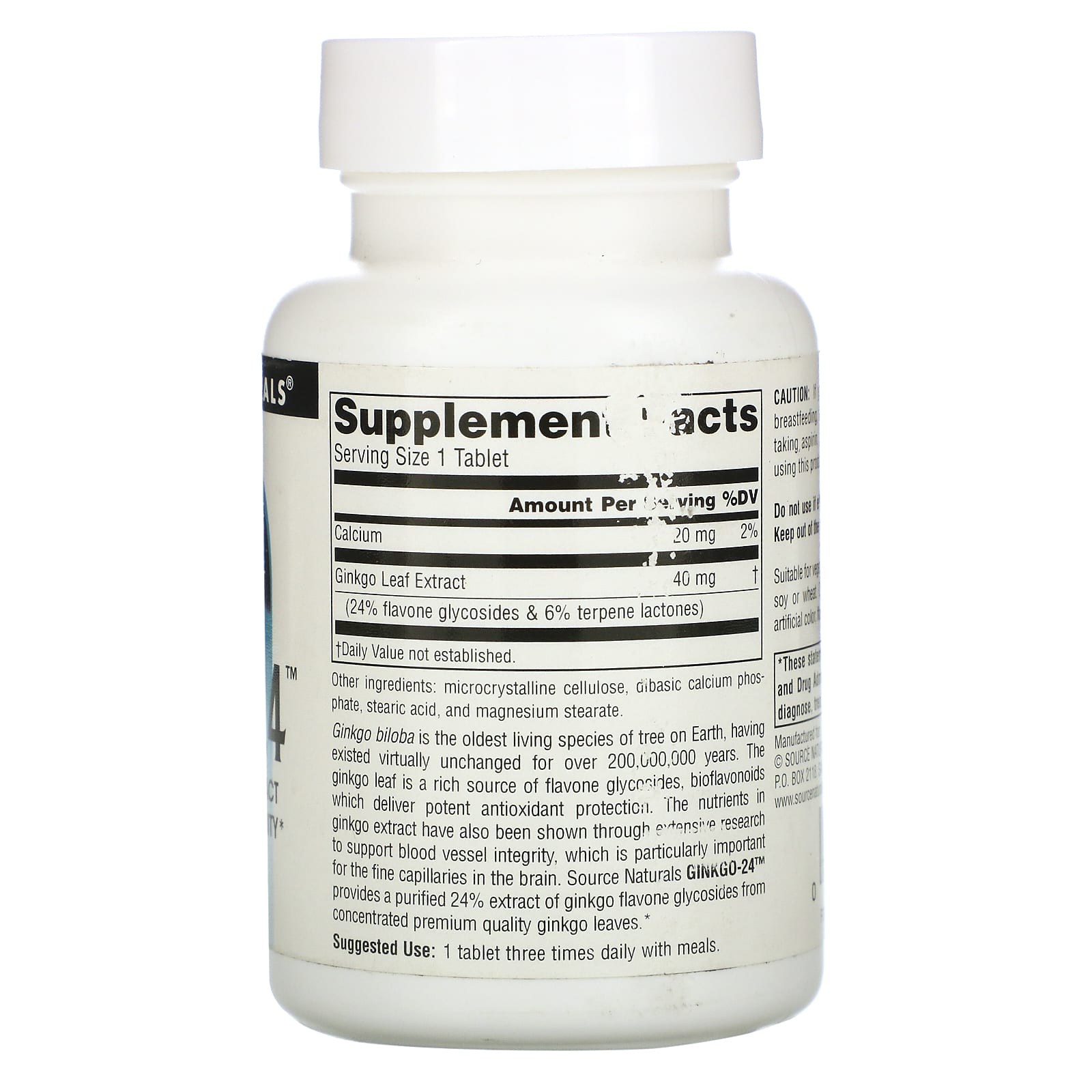 Source Naturals, Ginkgo-24™ 40 mg, 120 Tablets UPC 021078000761 | Hilife Vitamins