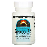 Source Naturals, Ginkgo-24™ 40 mg, 120 Tablets UPC 021078000761 | Hilife Vitamins