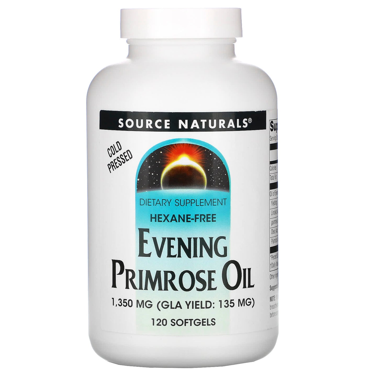 Source Naturals, Evening Primrose Oil, Hexane-Free 1350 mg, 120 Softgels UPC 021078000808 | HiLife Vitamins