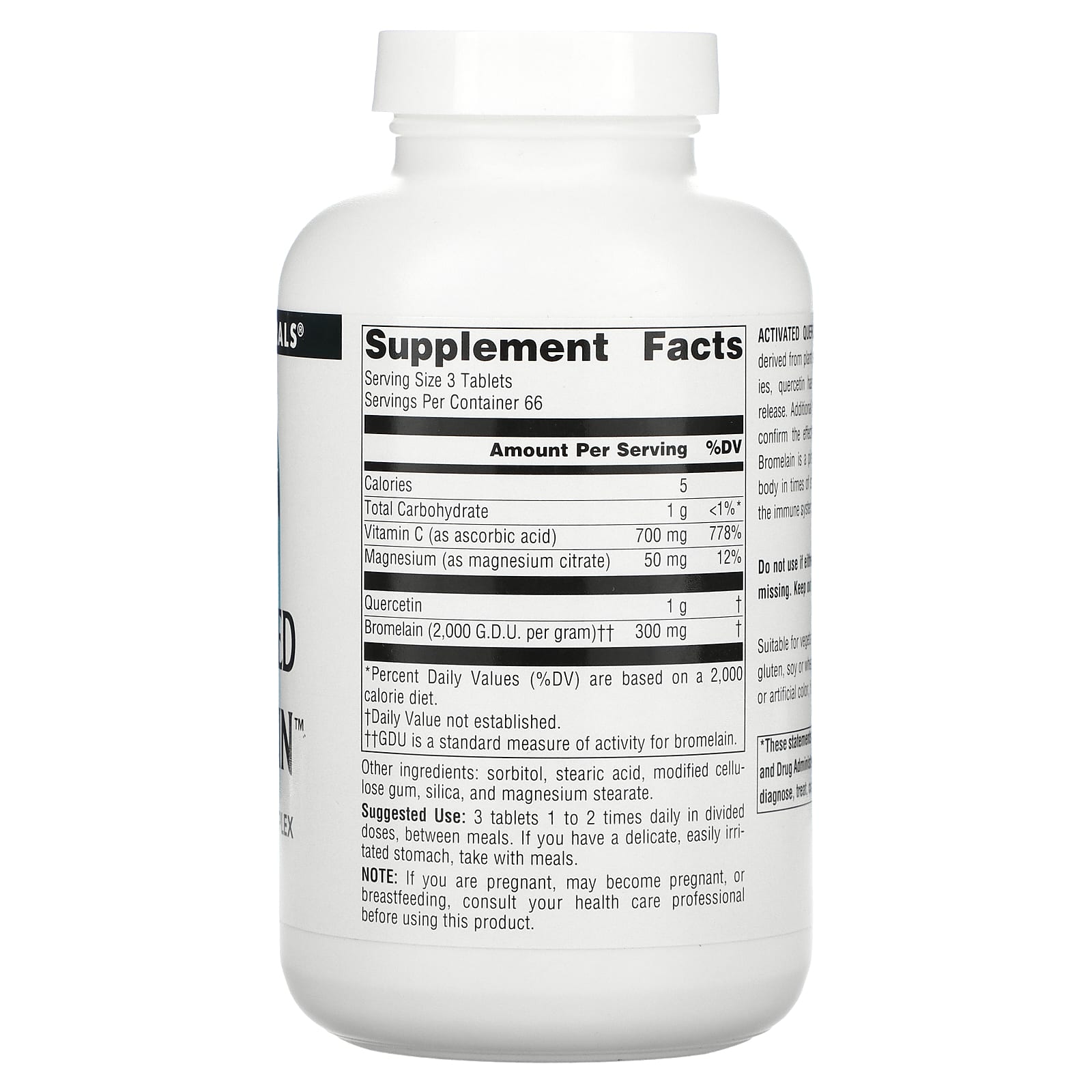 Source Naturals, Activated Quercetin™, 200 Tablets UPC 021078001010 | HiLife Vitamins