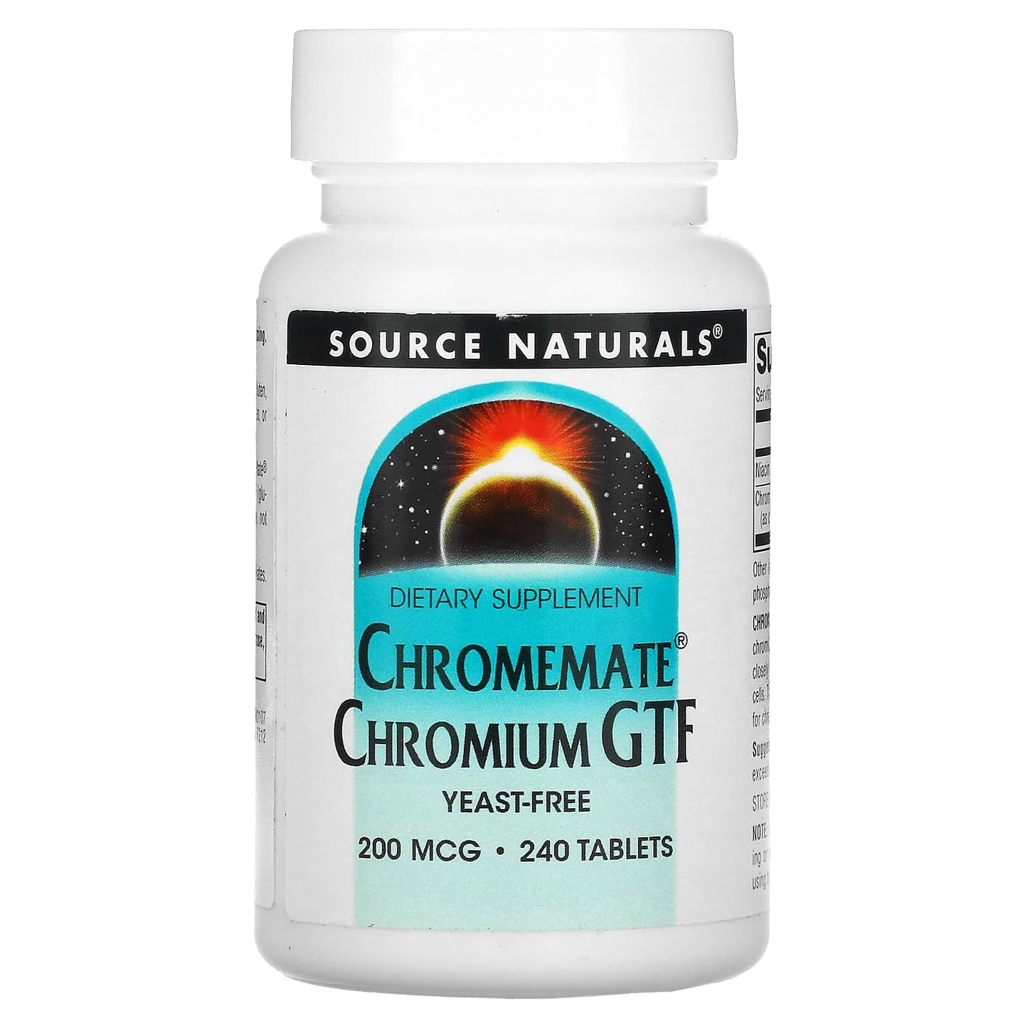 Source Naturals, ChromeMate® Chromium GTF 200 mcg, Yeast Free, 240 Tablets UPC 021078001072 | Hilife Vitamins