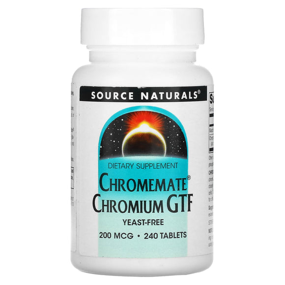 Source Naturals, ChromeMate® Chromium GTF 200 mcg, Yeast Free, 240 Tablets - 021078001072 | Hilife Vitamins