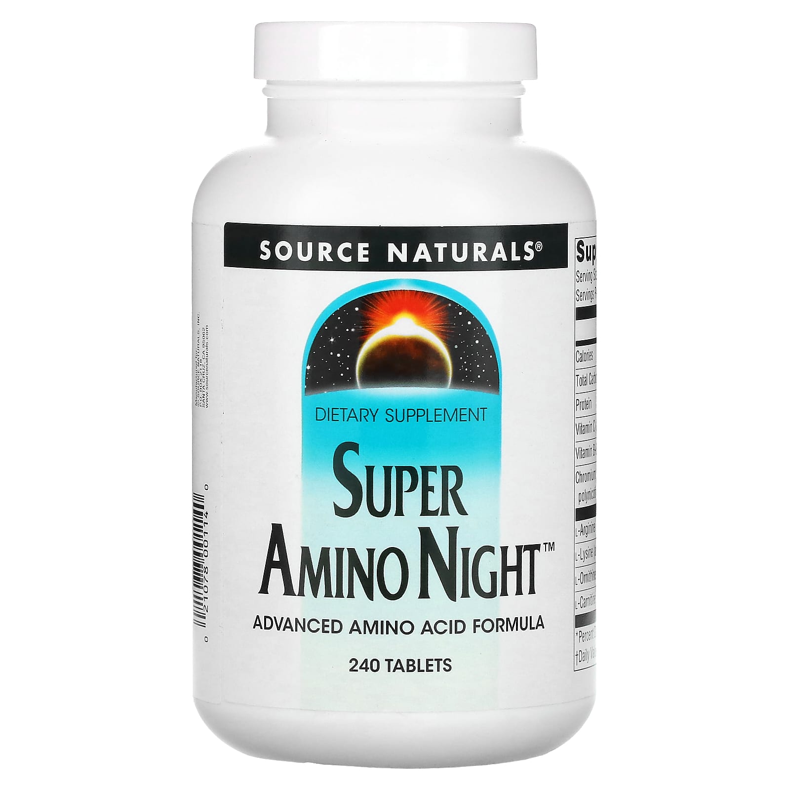Source Naturals, Super Amino Night™, 240 Tablets UPC 021078001140 | Hilife Vitamins