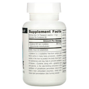 Source Naturals, L-Cysteine, 100 Grams UPC 021078001201 | Hilife Vitamins