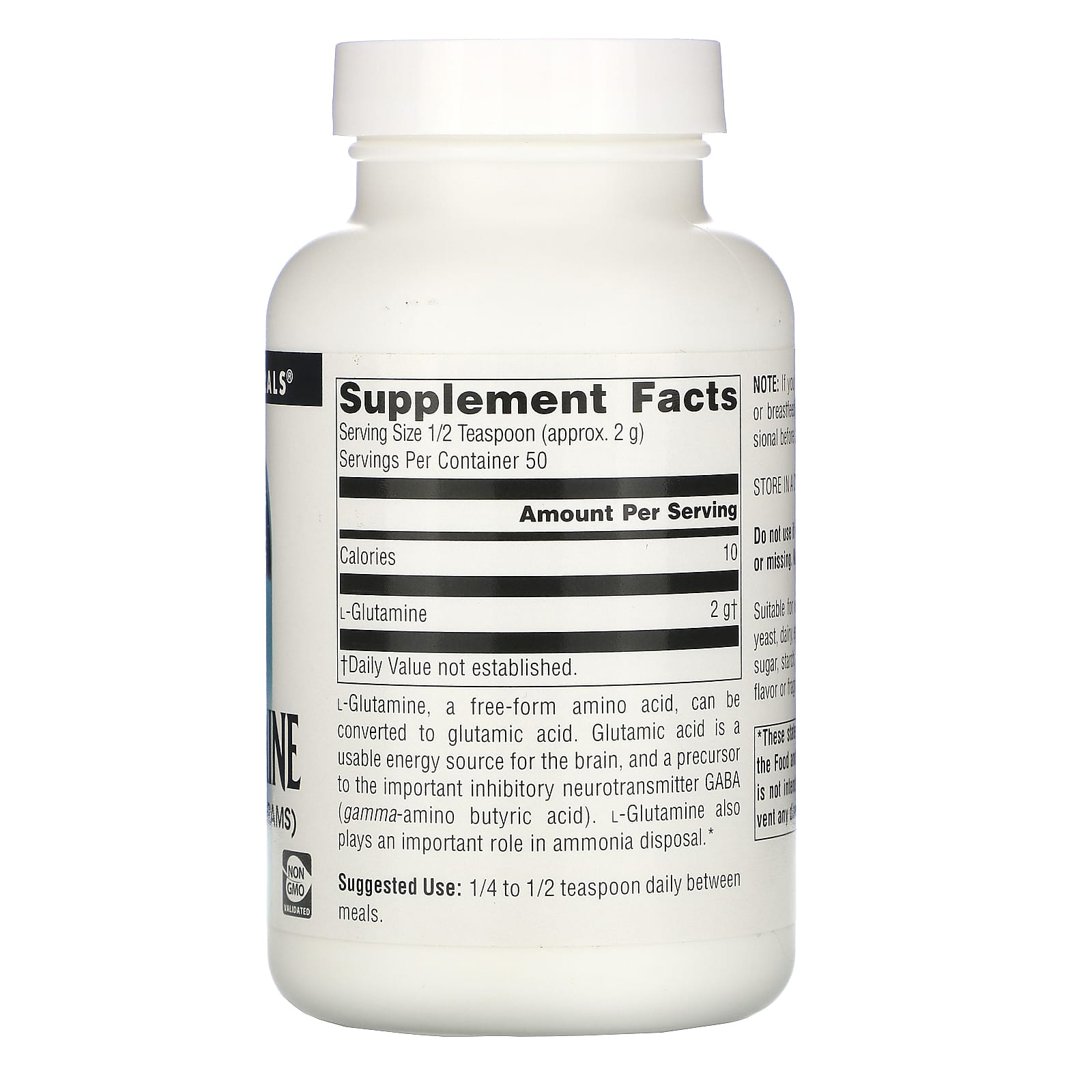 Source Naturals, L-Glutamine, 100 Gm UPC 021078001249 | Hilife Vitamins