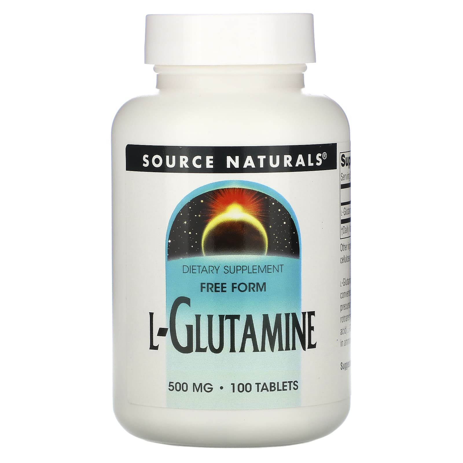 Source Naturals, L-Glutamine 500 mg, 100 Tablets UPC 021078001270 | Hilife Vitamins