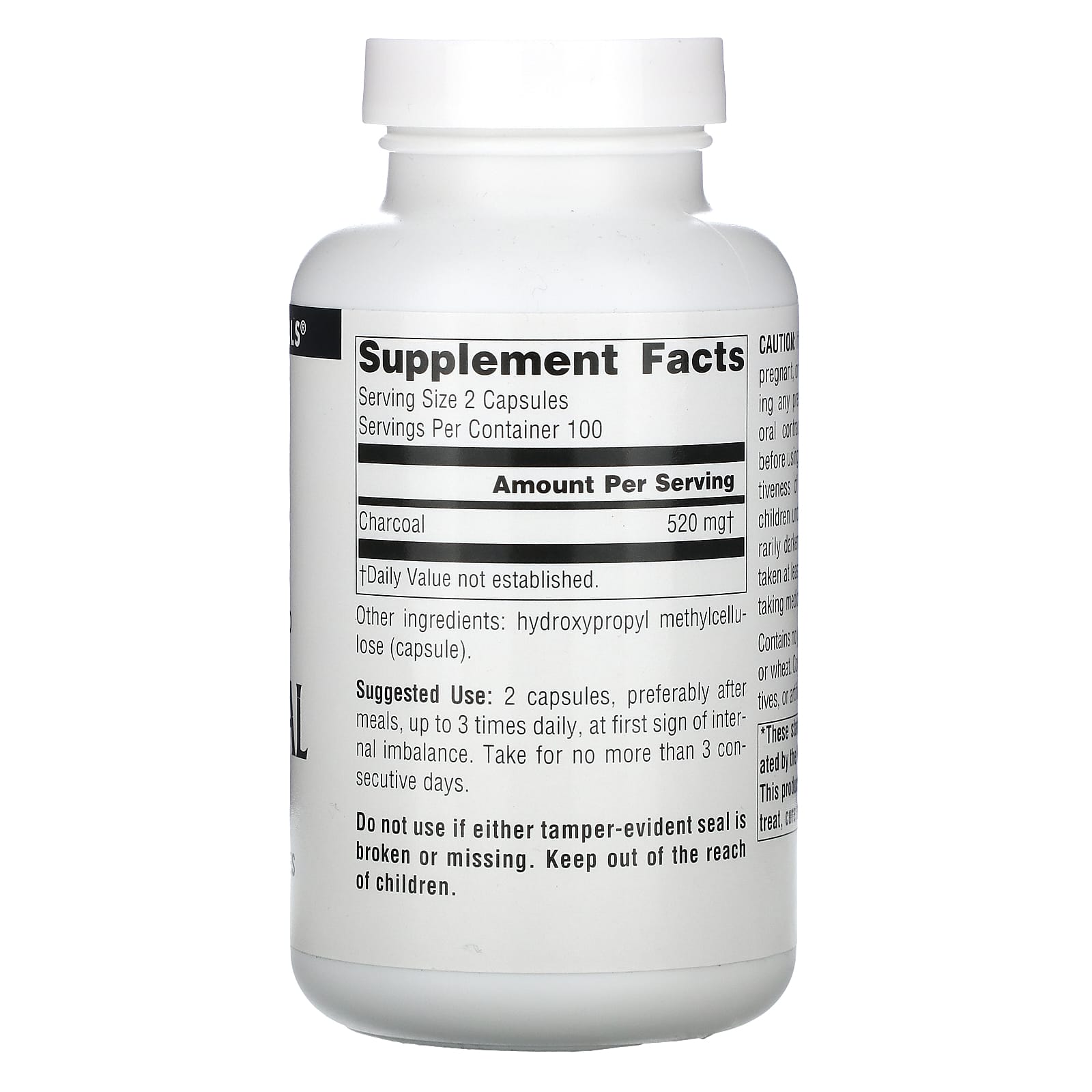 Source Naturals, Charcoal 260 mg, 200 Capsules UPC 021078001362 | Hilife Vitamins