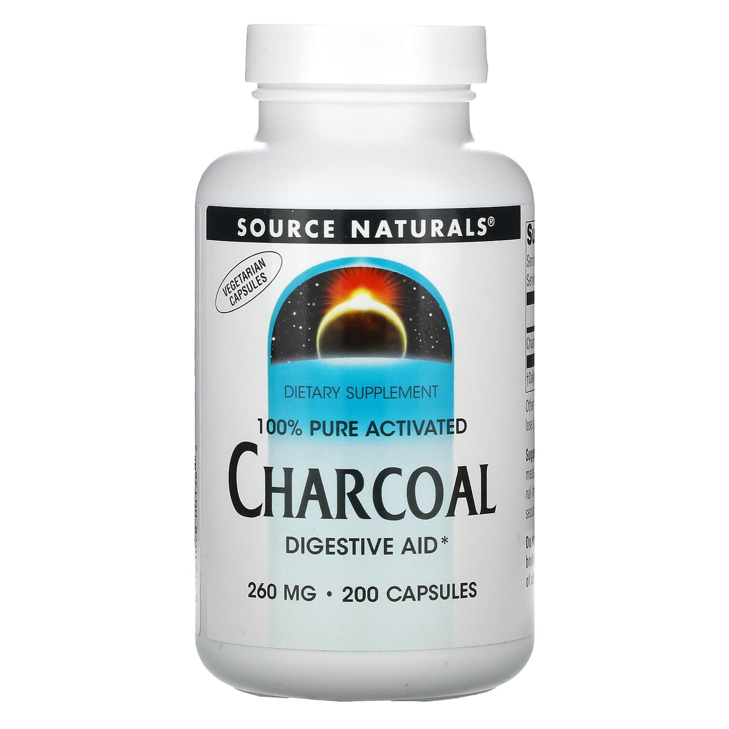 Source Naturals, Charcoal 260 mg, 200 Capsules UPC 021078001362 | Hilife Vitamins