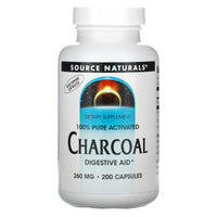 Source Naturals, Charcoal 260 mg, 200 Capsules UPC 021078001362 | Hilife Vitamins
