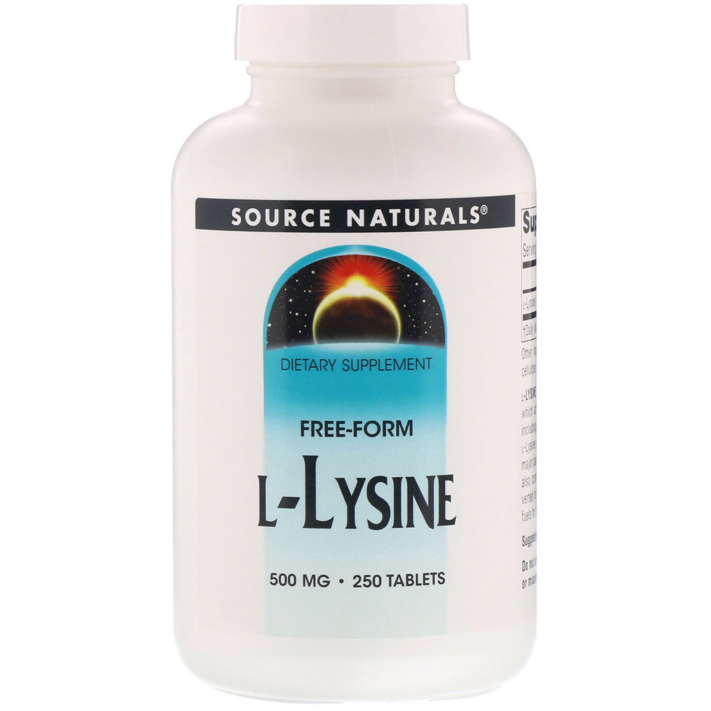 Source Naturals, L-Lysine 500 mg, 250 Tablets - 021078001409 | Hilife Vitamins