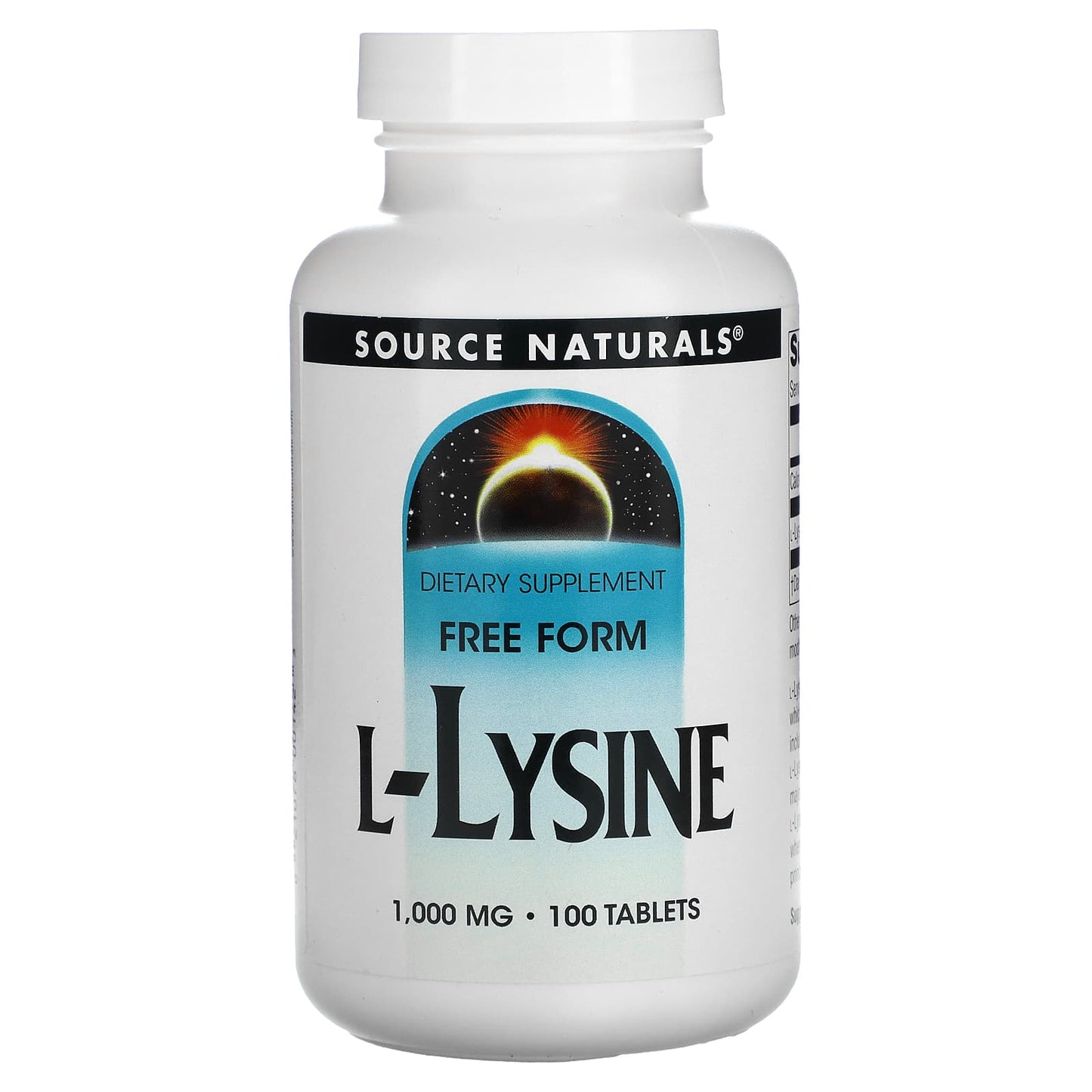 Source Naturals, L-Lysine 1000 mg, 100 Tablets UPC 021078001423 | Hilife Vitamins