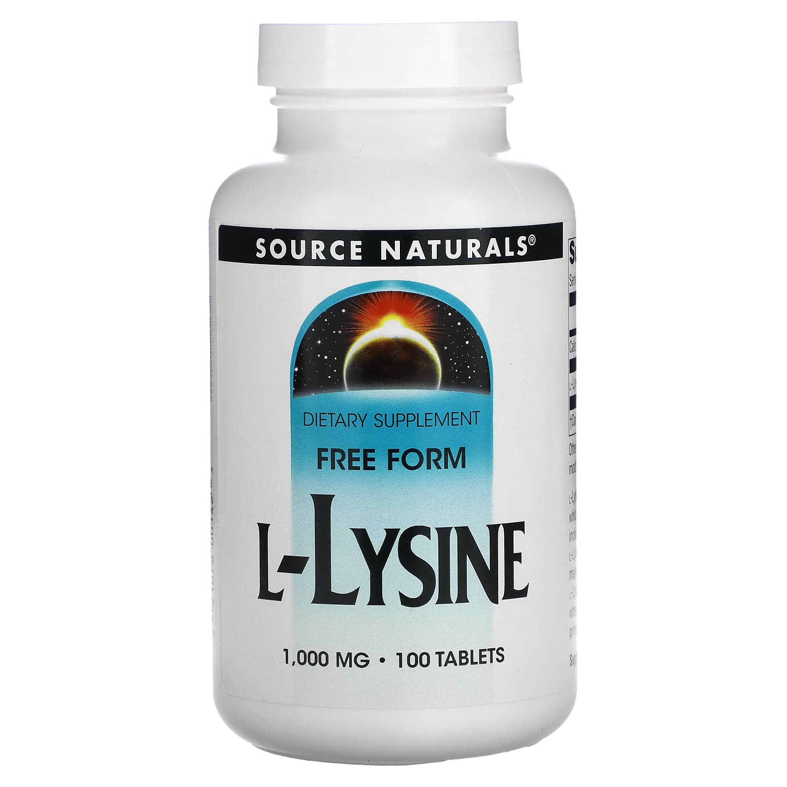 Source Naturals, L-Lysine 1000 mg, 100 Tablets UPC 021078001423 | Hilife Vitamins
