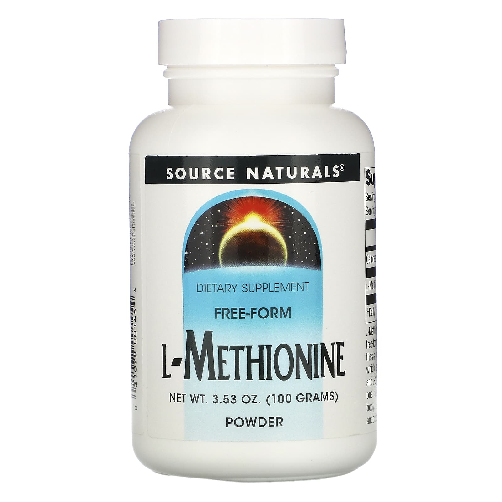 Source Naturals, L-Methionine, 100 Gm UPC 021078001454 | Hilife Vitamins