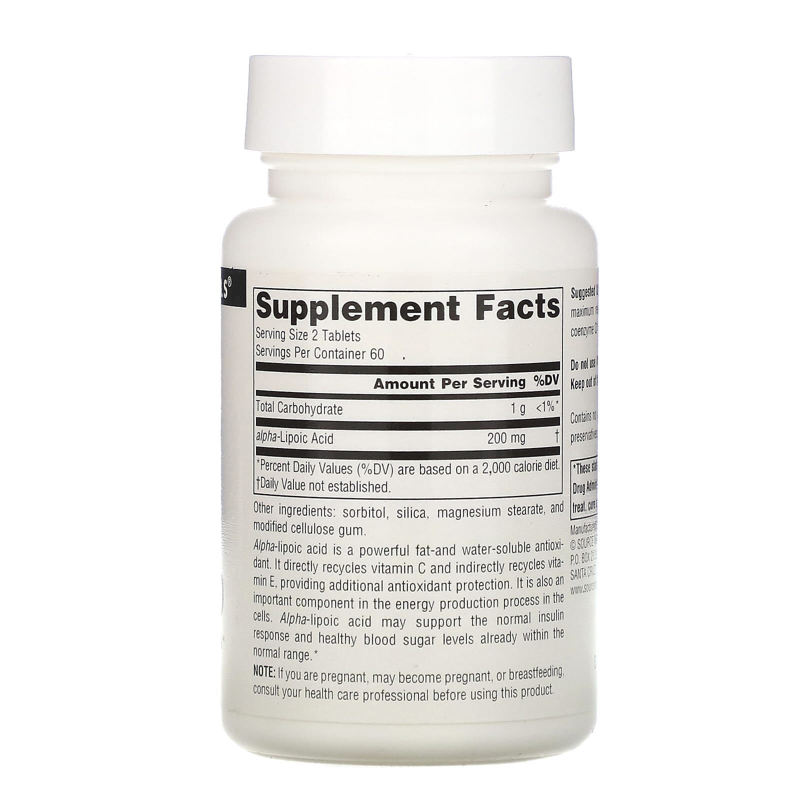 Source Naturals, Alpha Lipoic Acid 100 mg, 120 Tablets UPC 021078001553 | Hilife Vitamins