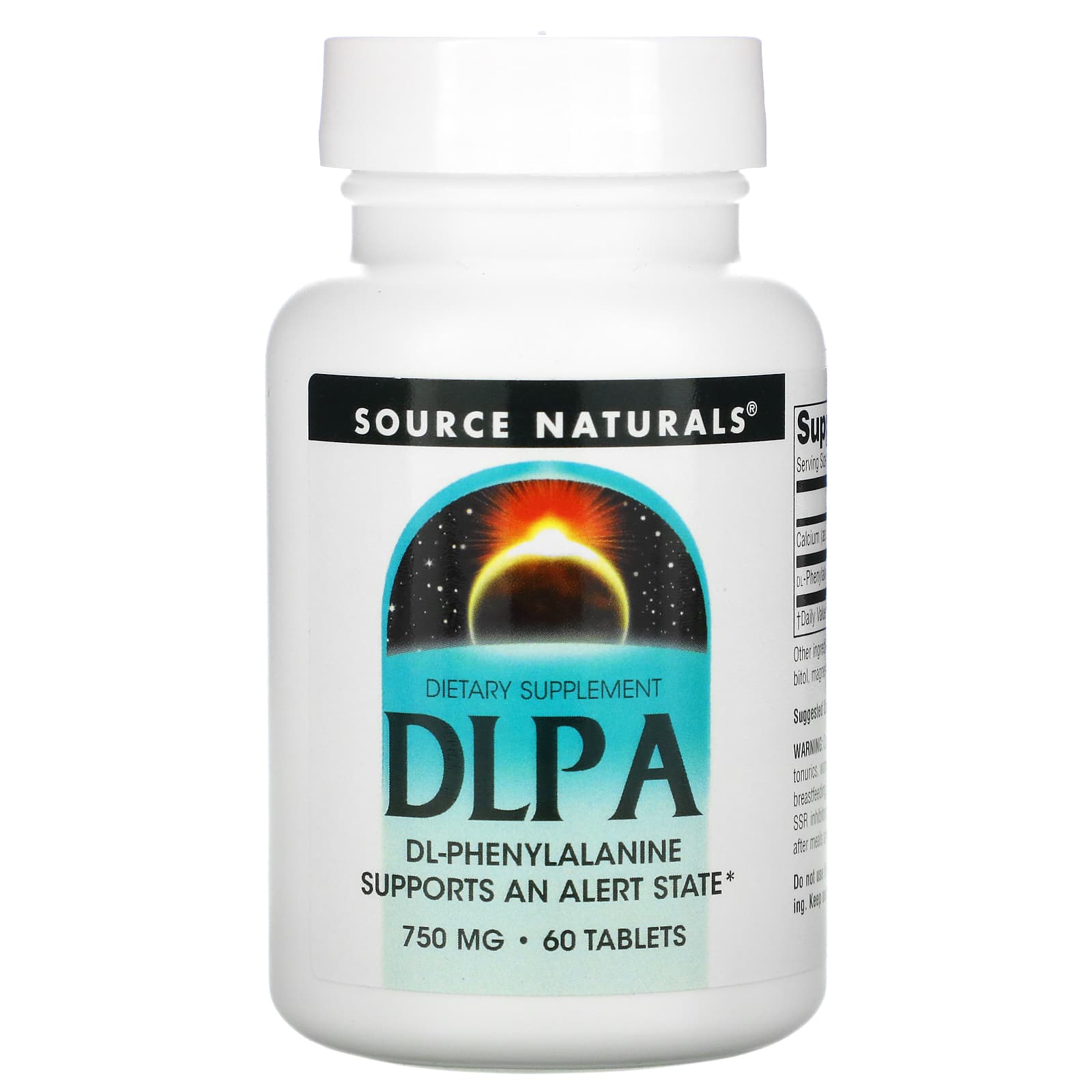 Source Naturals, DLPA 750 mg, 60 Tablets UPC 021078001652 | Hilife Vitamins