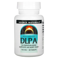 Source Naturals, DLPA 750 mg, 60 Tablets UPC 021078001652 | Hilife Vitamins