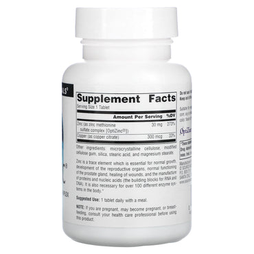 Source Naturals, Optizinc Zinc Monomethionine 30 mg, 240 Tablets UPC 021078001768 | Hilife Vitamins
