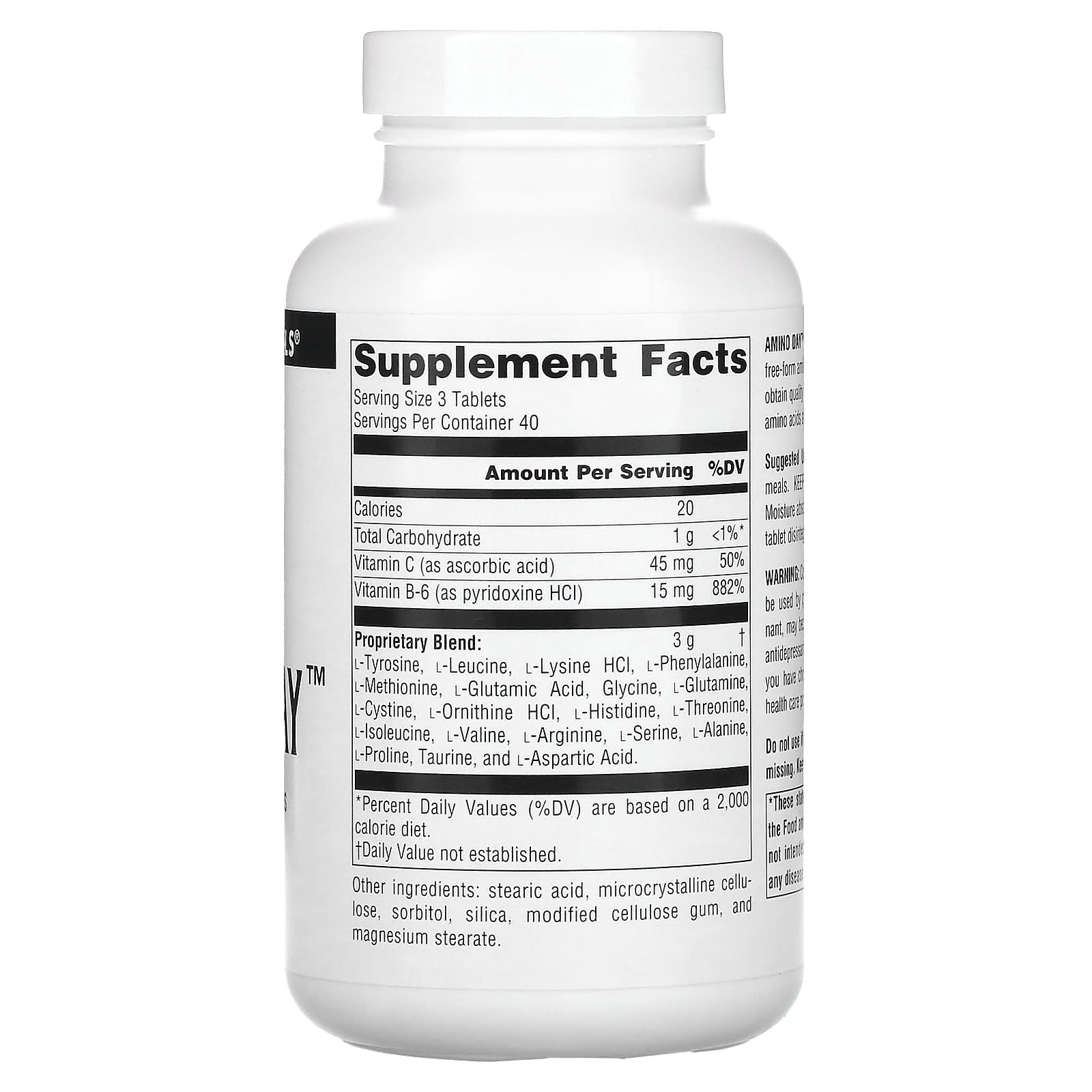 Source Naturals, Amino Day™ 1000 mg, 120 Tablets UPC 021078001843 | Hilife Vitamins