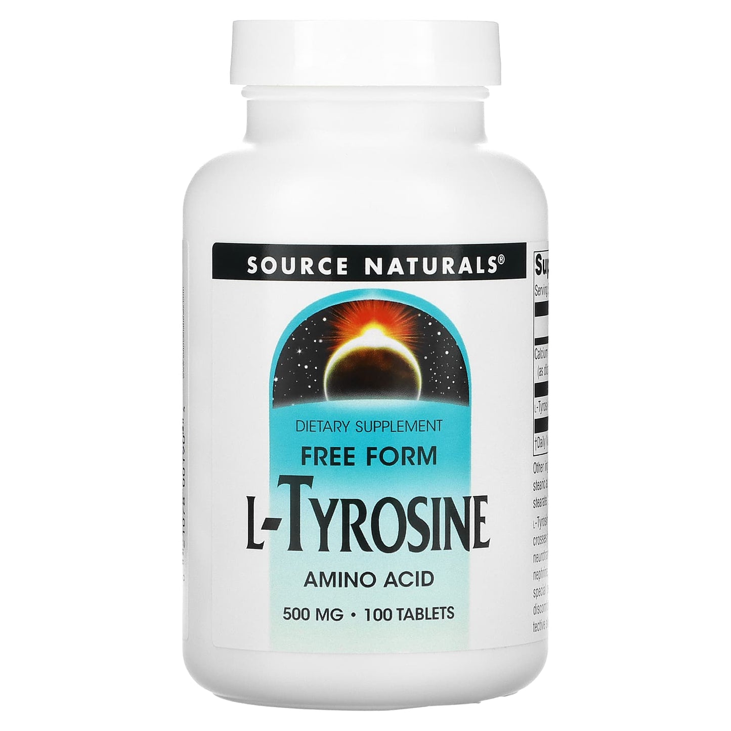 Source Naturals, L-Tyrosine 500 mg, 100 Tablets - 021078001904 | Hilife Vitamins