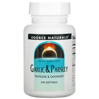 Source Naturals, Garlic & Parsley, 250 Softgels UPC 021078002161 | Hilife Vitamins