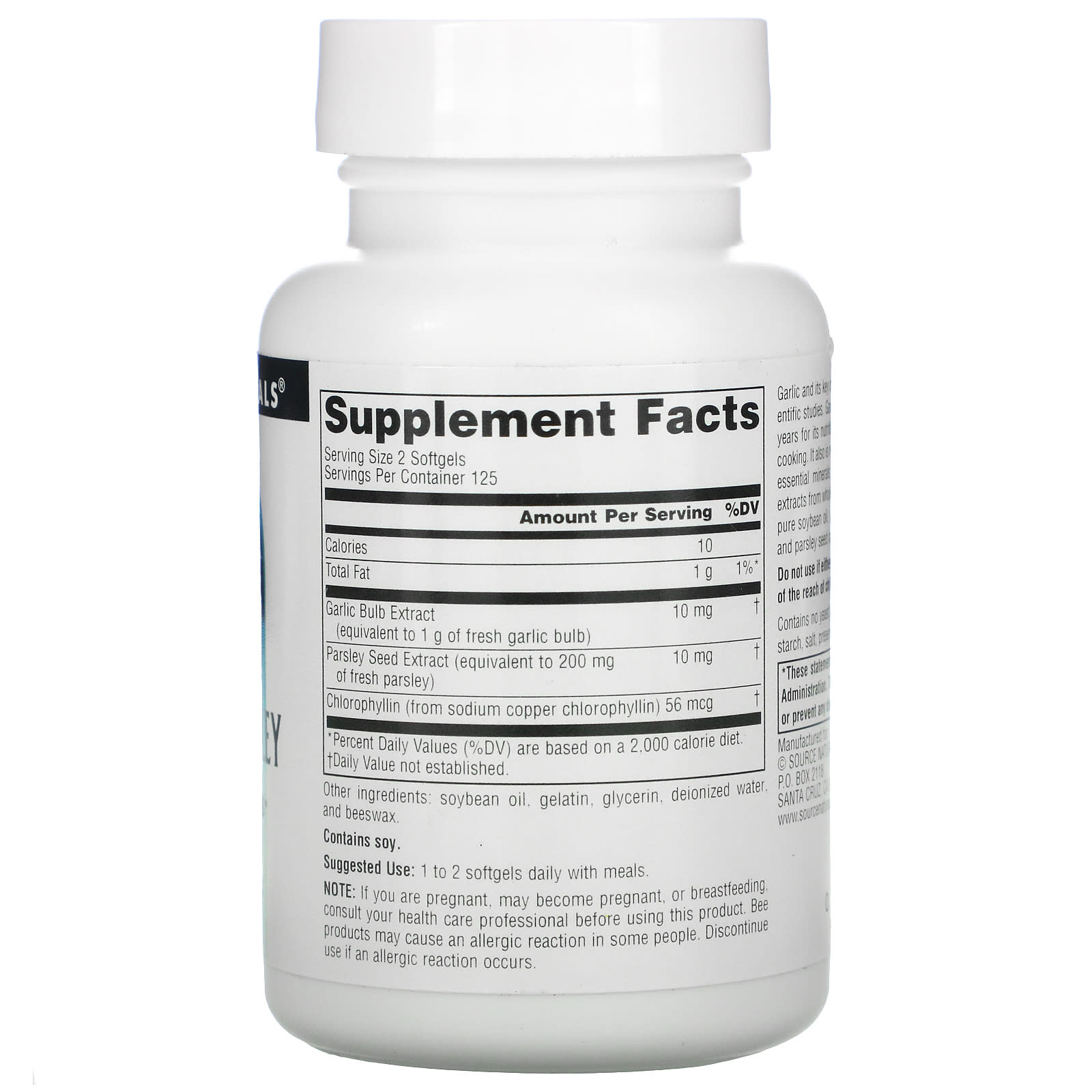 Source Naturals, Garlic & Parsley, 250 Softgels UPC 021078002161 | Hilife Vitamins