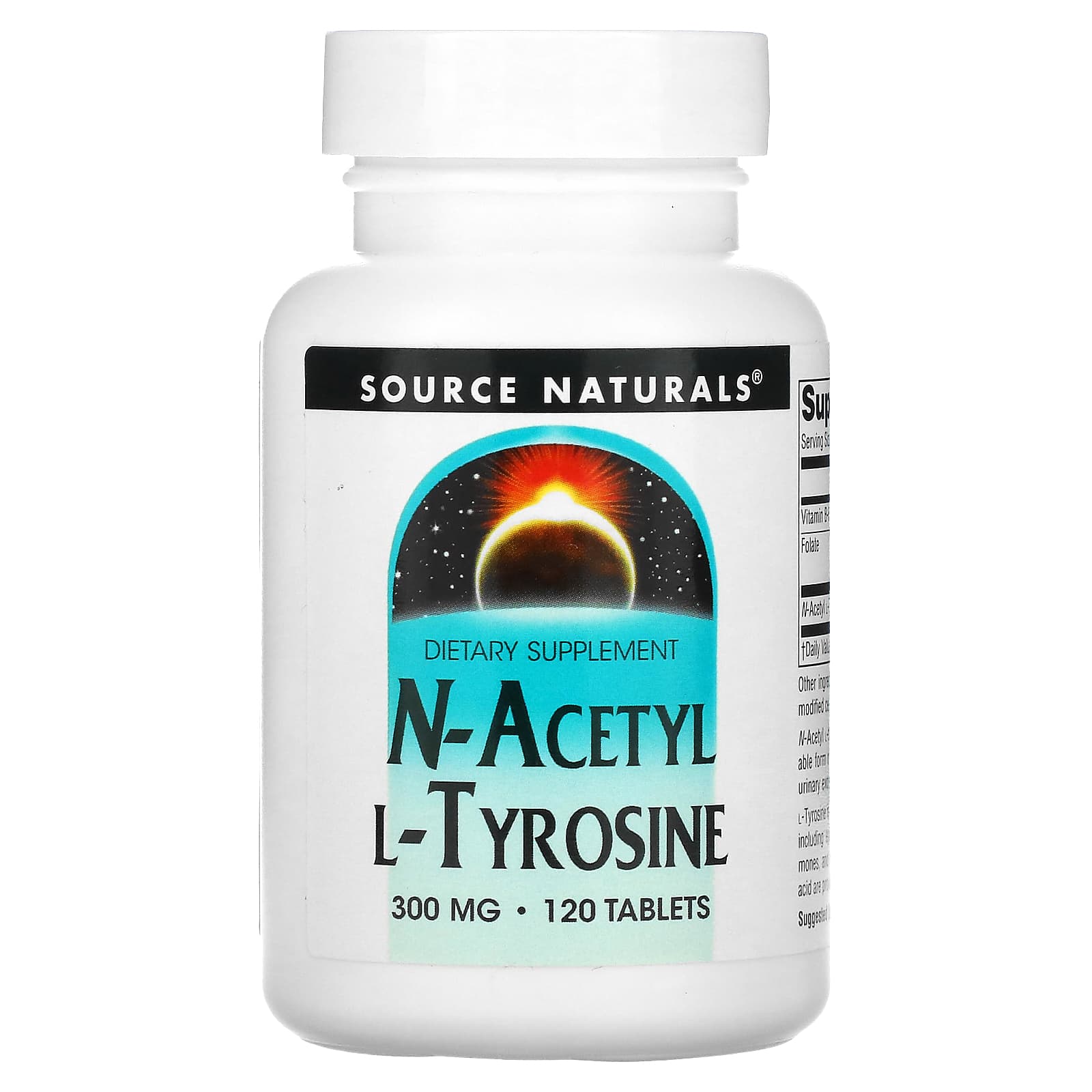 Source Naturals, N-Acetyl L-Tyrosine 300 mg, 120 Tablets UPC 021078002178 | Hilife Vitamins