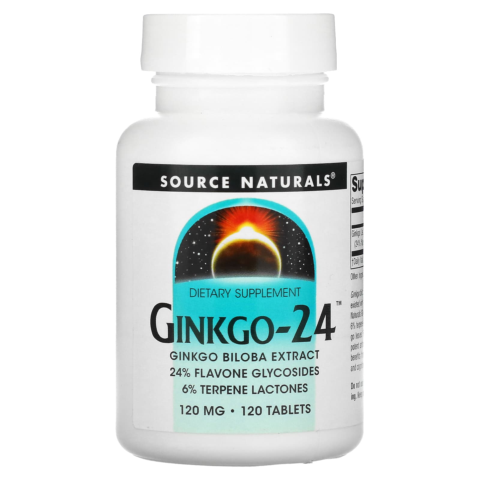 Source Naturals, Ginkgo-24™ 120 mg, 120 Tablets UPC 021078002239 | Hilife Vitamins