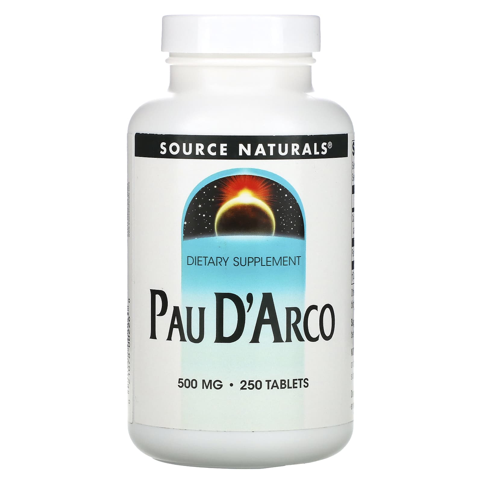 Source Naturals, Pau D'Arco 500 mg, 250 Tablets UPC 021078002260 | Hilife Vitamins