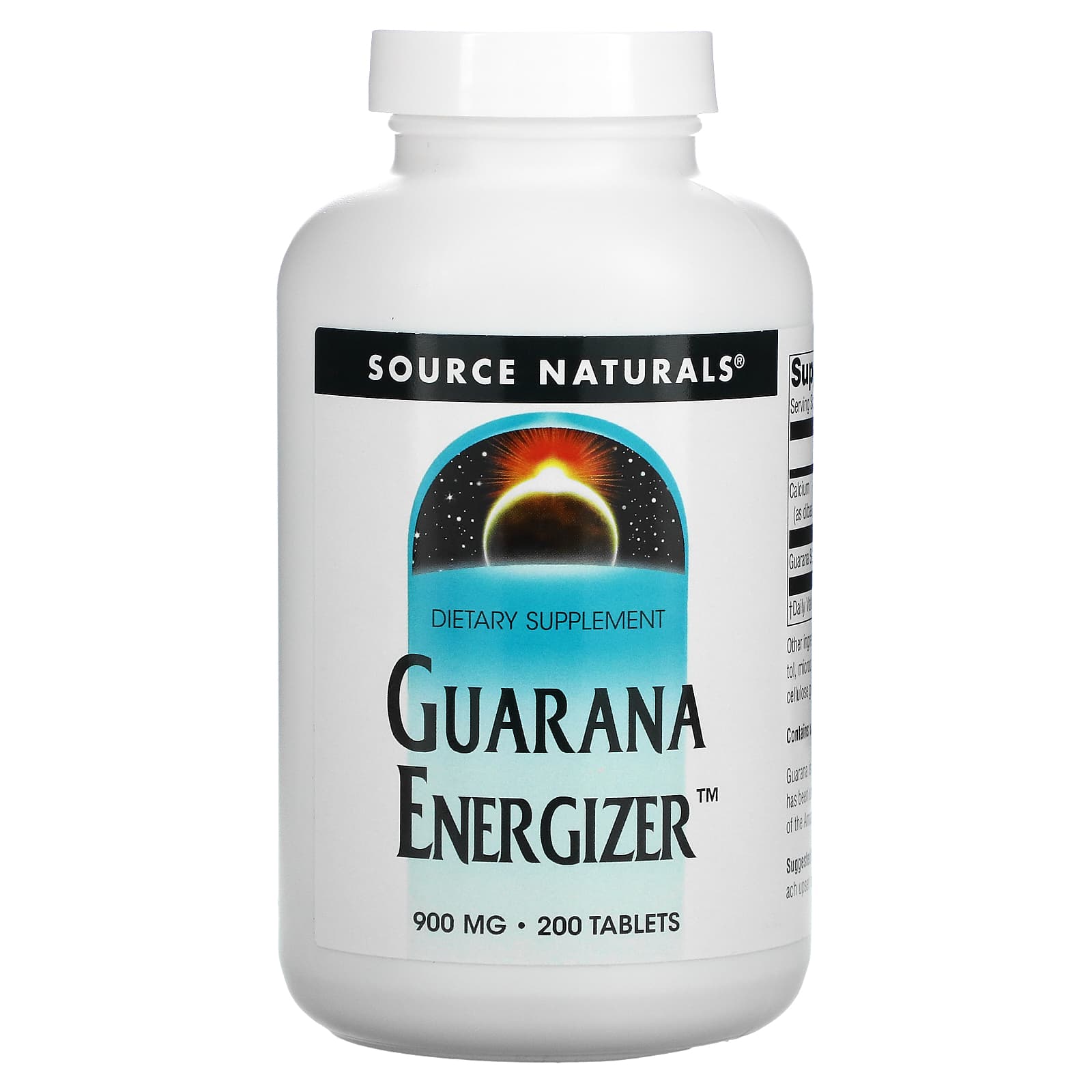 Source Naturals, Guarana Energizer 900 mg, 200 Tablets UPC 021078002338 | Hilife Vitamins