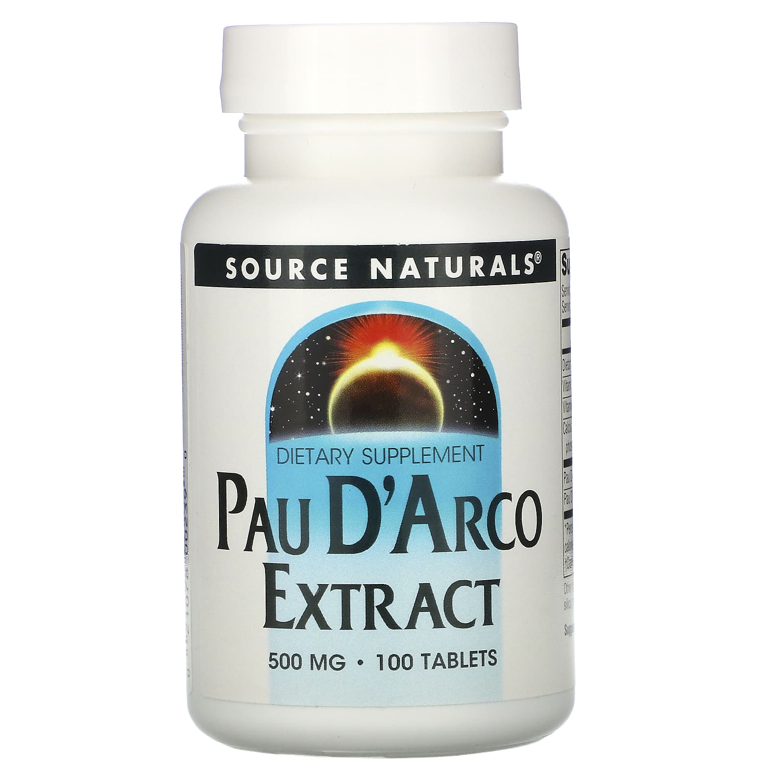 Source Naturals, Pau D'Arco Extract 500 mg, 100 Tablets UPC 021078002390 | Hilife Vitamins