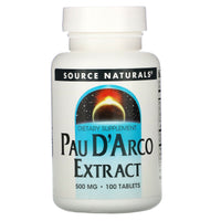 Source Naturals, Pau D'Arco Extract 500 mg, 100 Tablets UPC 021078002390 | Hilife Vitamins