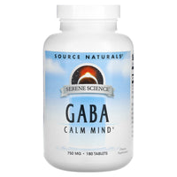 Source Naturals, Serene Science® GABA 750 mg, 180 Tablets UPC 021078002680 | Hilife Vitamins
