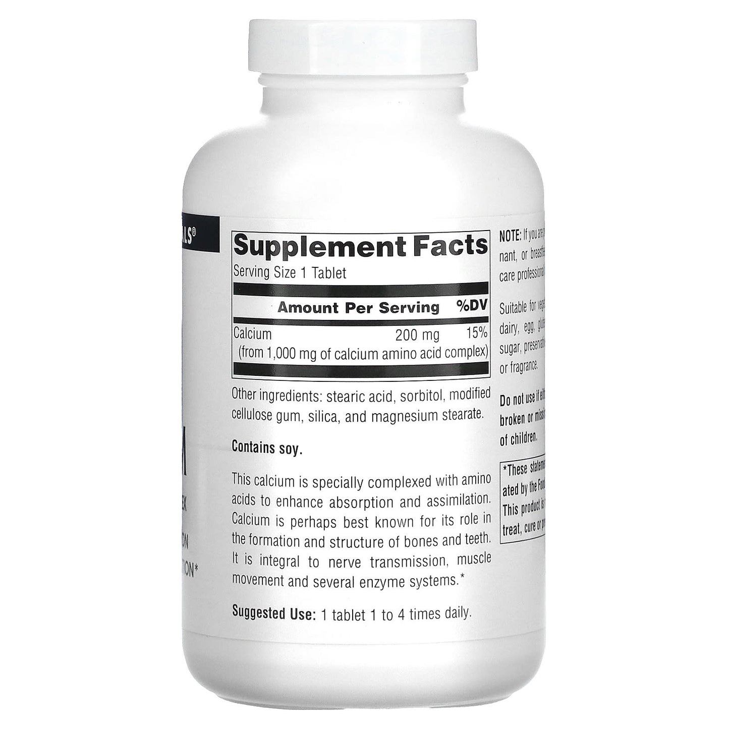 Source Naturals, Calcium 200 mg, 250 Tablets UPC 021078003021 | Hilife Vitamins