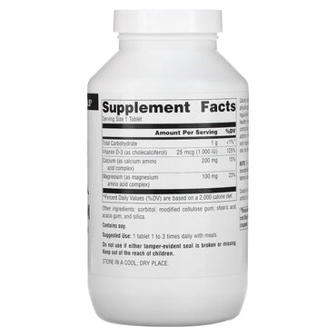 Source Naturals, Calcium & Magnesium 300 mg, 250 Tablets UPC 021078003045 | HiLife Vitamins