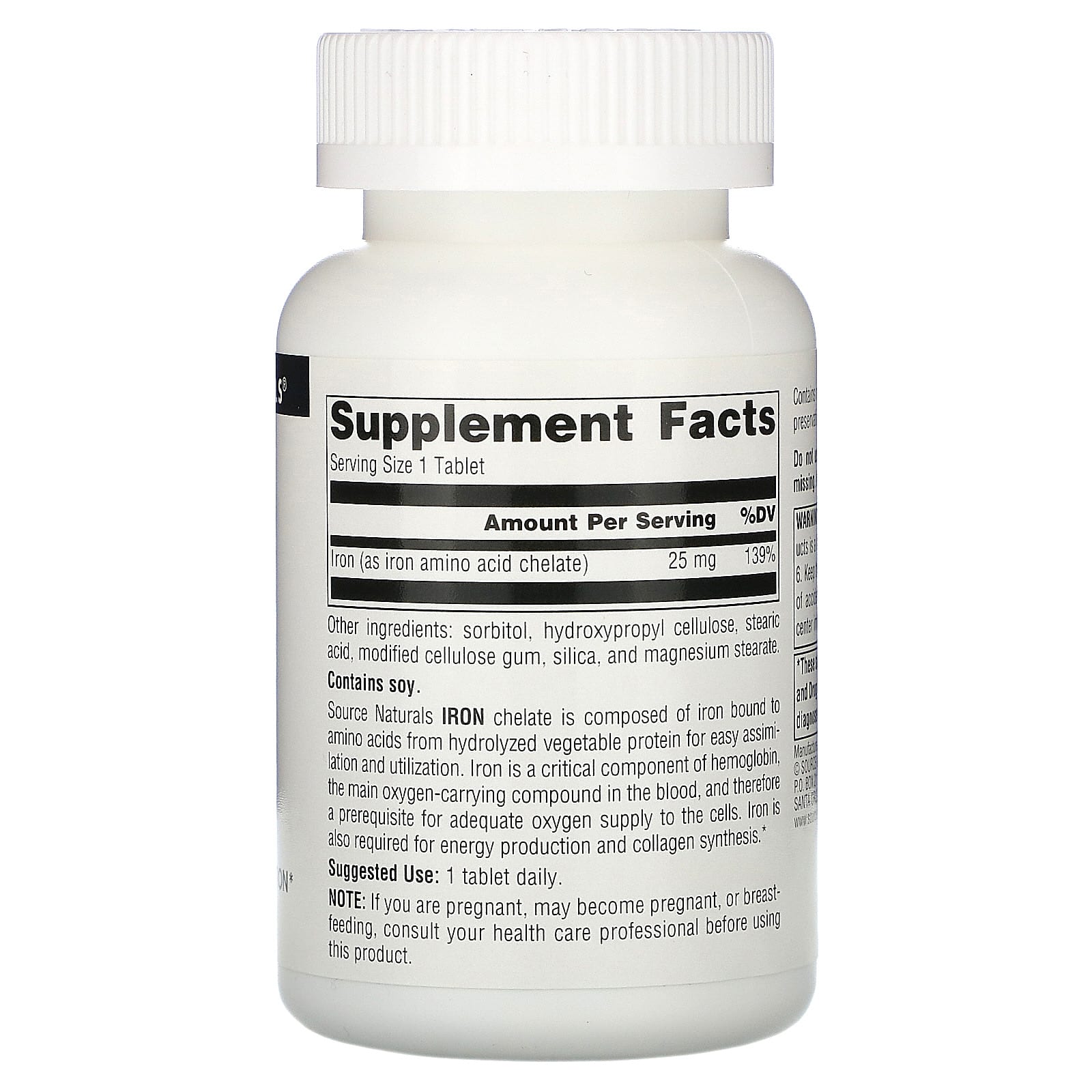 Source Naturals, Iron 25 mg, 250 Tablets UPC 021078003137 | Hilife Vitamins