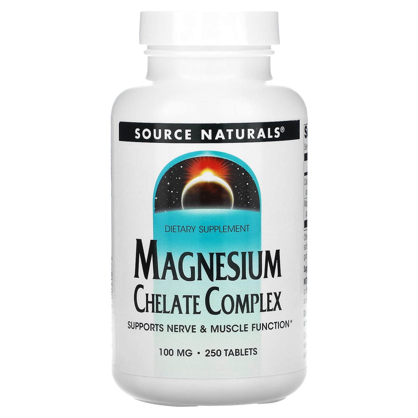 Source Naturals, Magnesium Chelate 100 mg, 250 Tablets UPC 021078003182 | Hilife Vitamins
