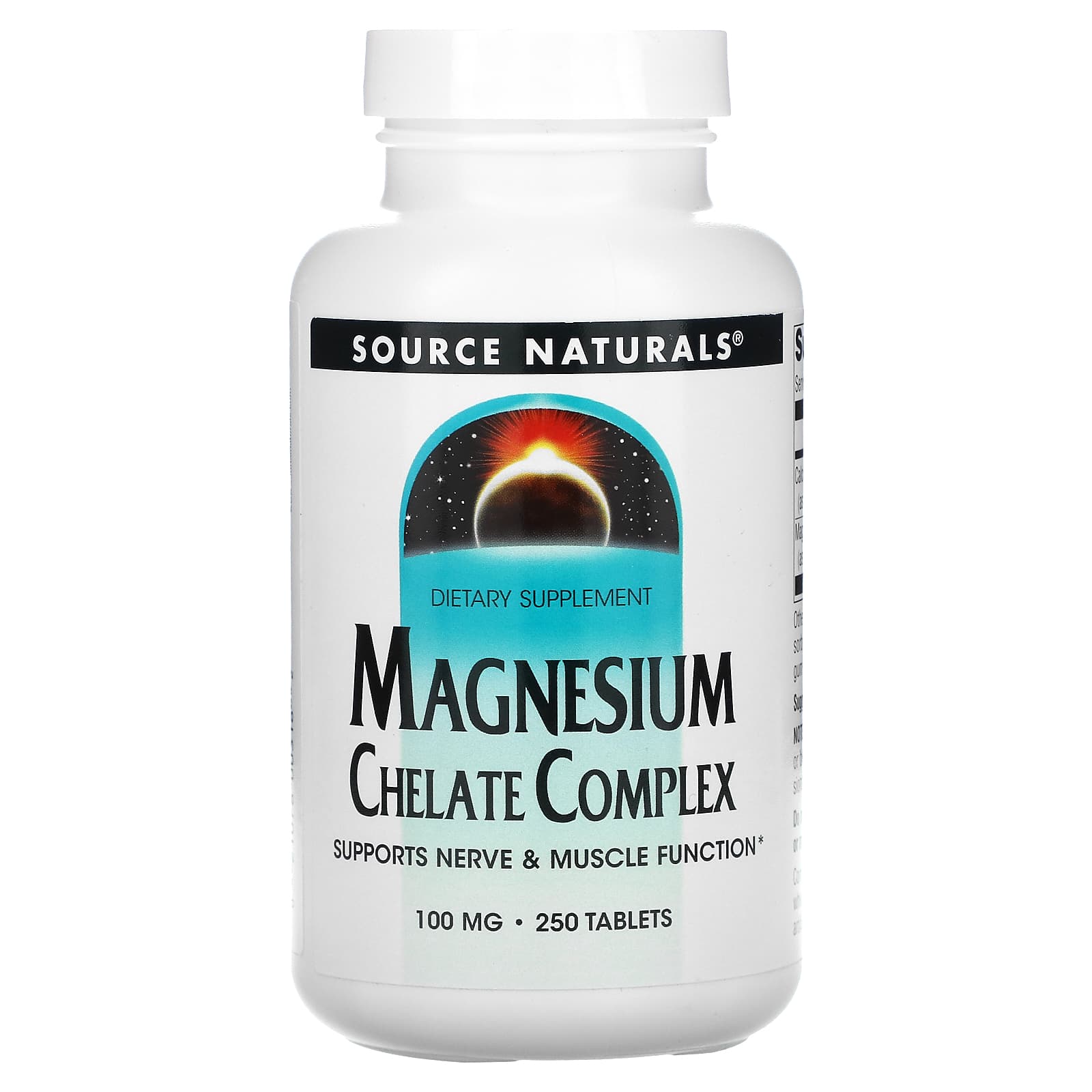 Source Naturals, Magnesium Chelate 100 mg, 250 Tablets UPC 021078003182 | Hilife Vitamins