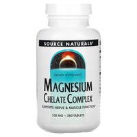 Source Naturals, Magnesium Chelate 100 mg, 250 Tablets UPC 021078003182 | Hilife Vitamins