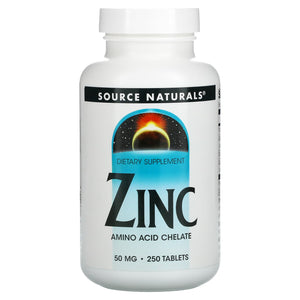 Source Naturals, Zinc 50 mg, 250 Tablets - 021078003304 | Hilife Vitamins