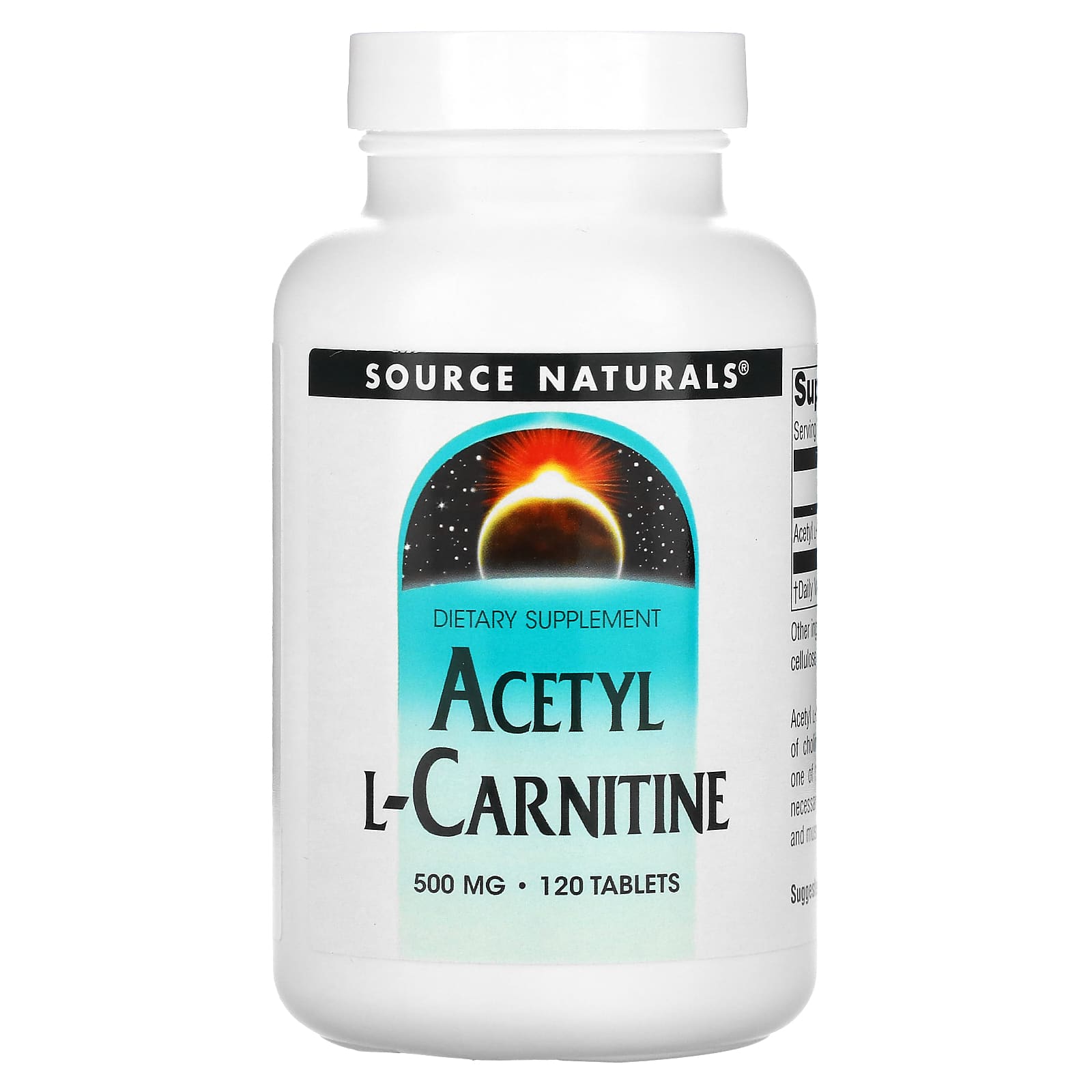 Source Naturals, Acetyl L-Carnitine 500 mg, 120 Tablets UPC 021078003311 | Hilife Vitamins