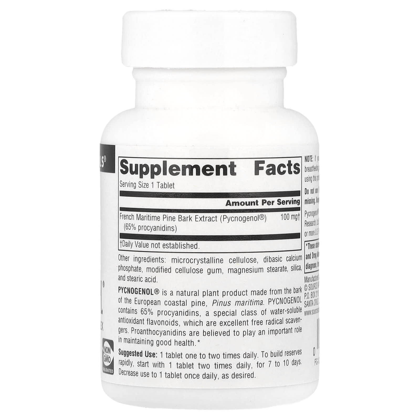 Source Naturals, Pycnogenol®, 100 mg, 60 Tablets UPC 021078003335 | Hilife Vitamins