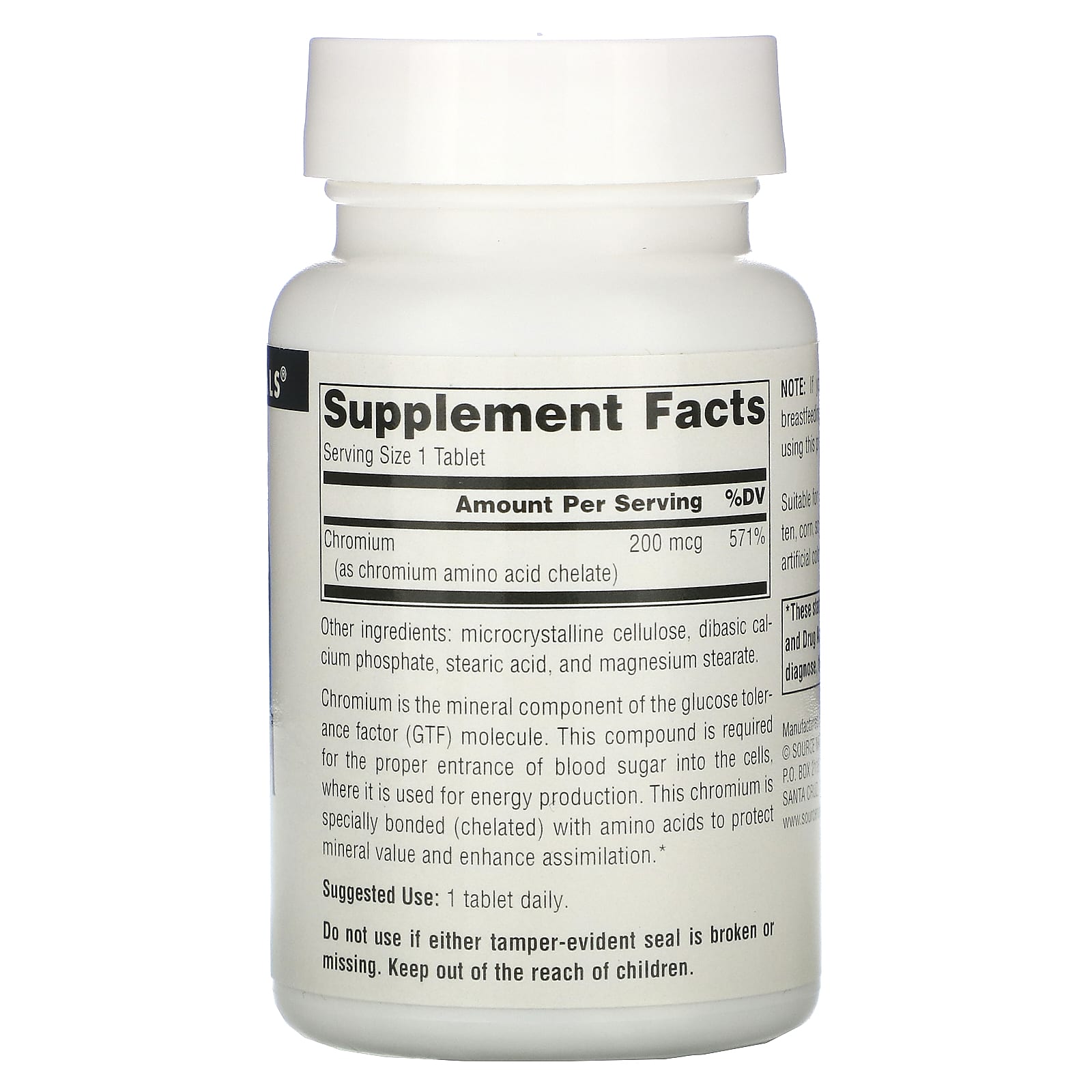 Source Naturals, Chromium 200 mcg, 250 Tablets UPC 021078003366 | Hilife Vitamins