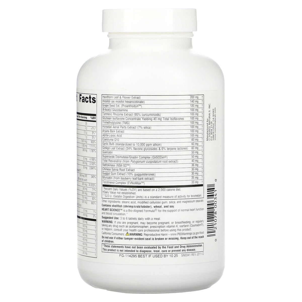Source Naturals, Heart Science, 120 Tablets UPC 021078003410 | Hilife Vitamins